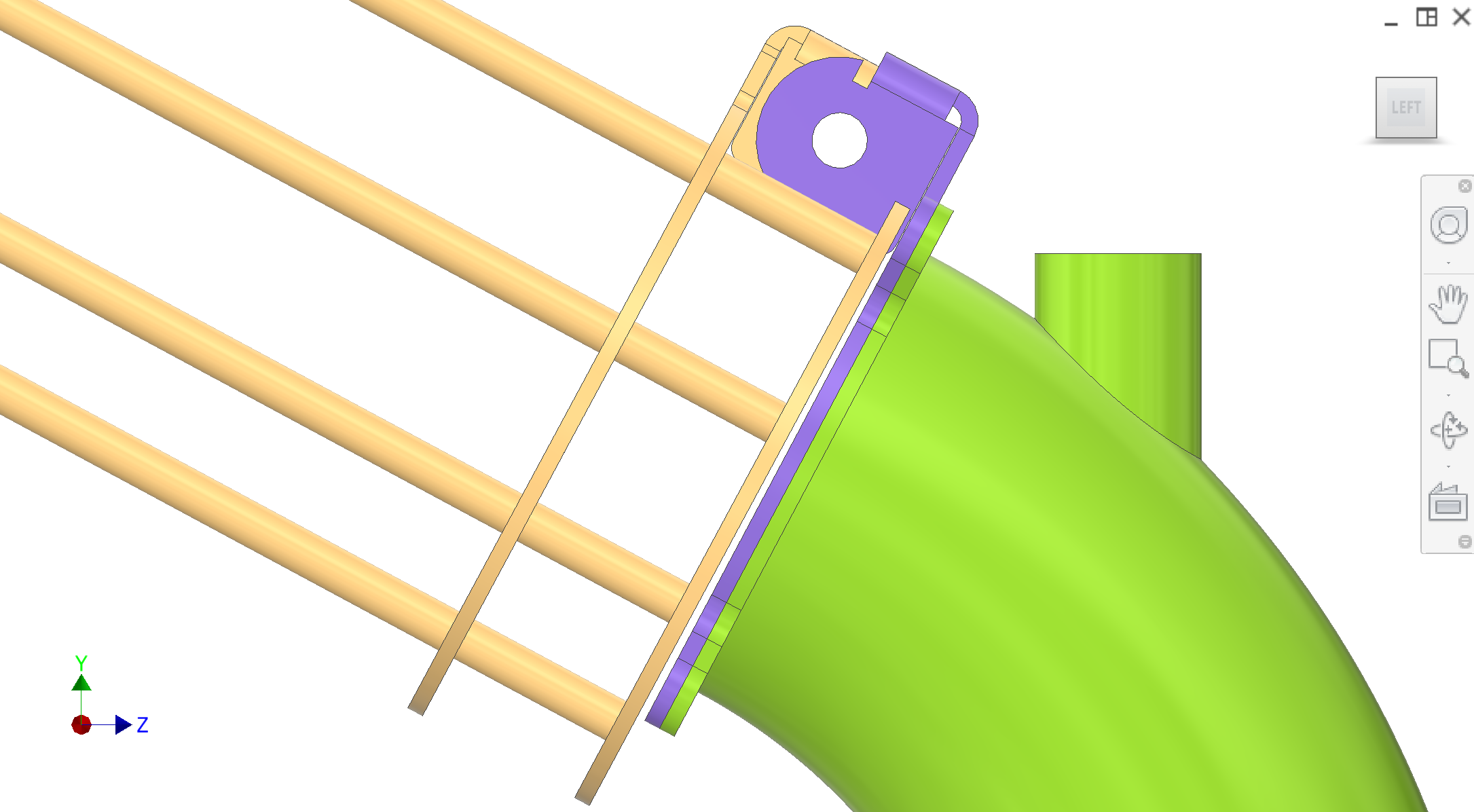 Side view of entry tube and hinge