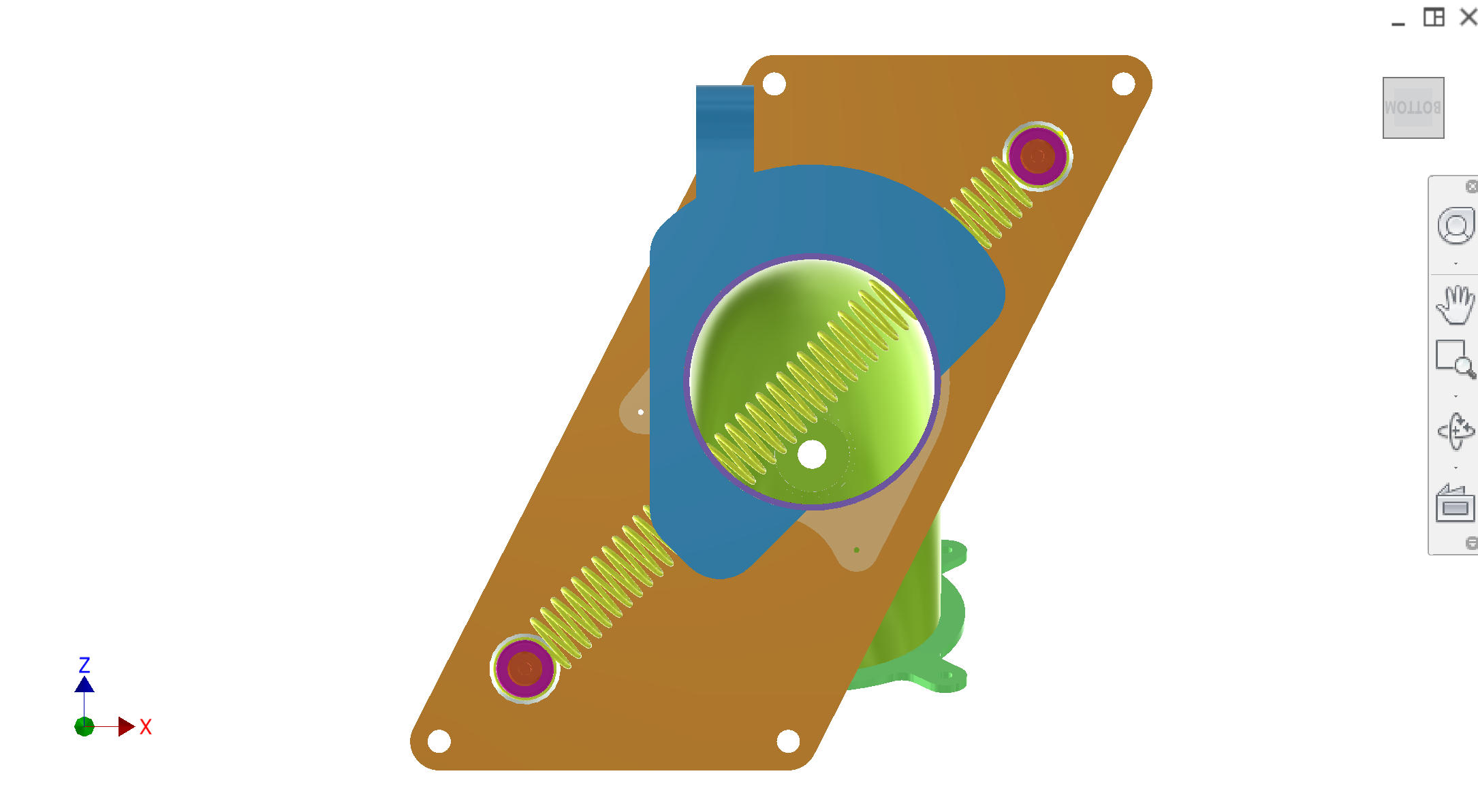 Feeding subassembly bottom view