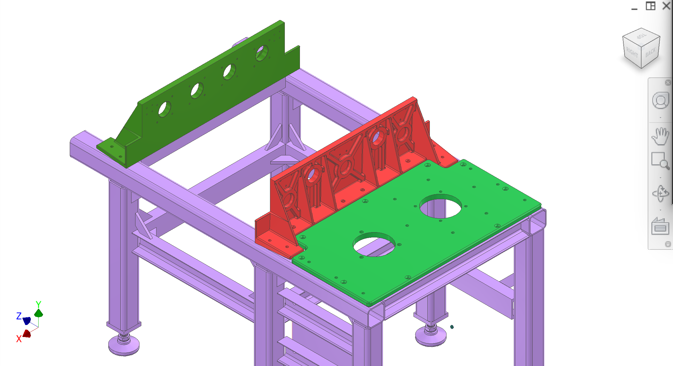 Assembly step 1 — three interface plates