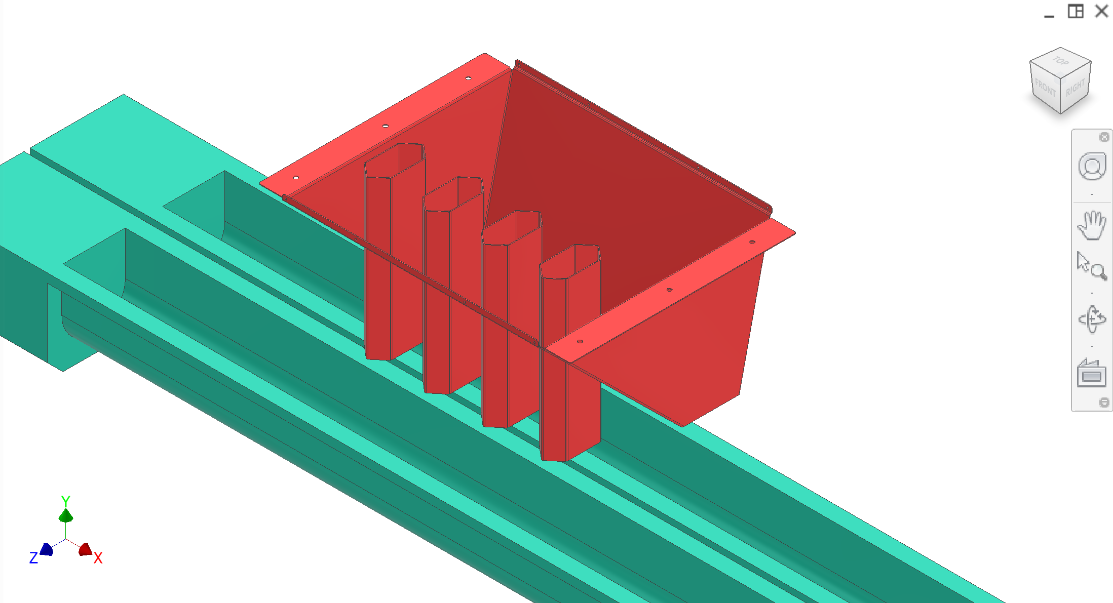 Red core teal channels